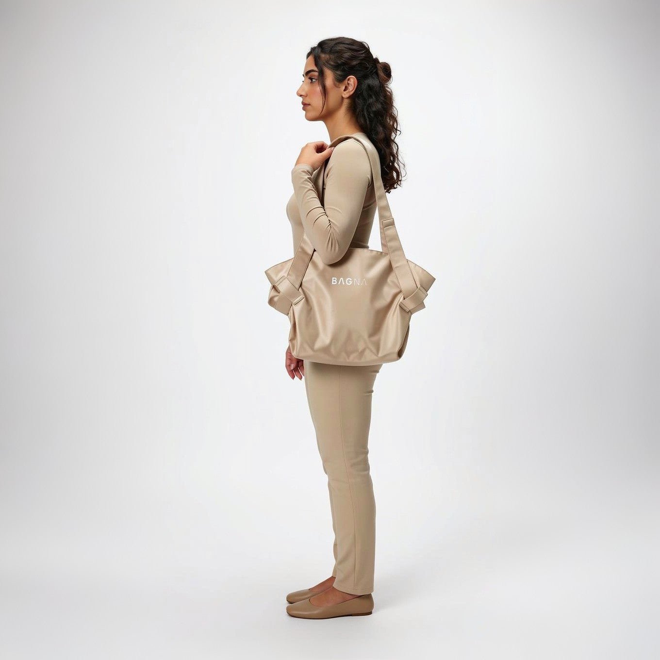 BAGNA Fold - Flat Beige Tote Bag — Carry Your Full Shop in One Lift | UAE - BAGNA Tote Tote Bag UAE