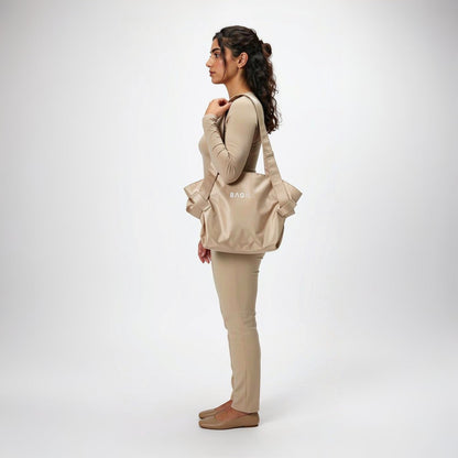 BAGNA Fold - Flat Beige Tote Bag — Carry Your Full Shop in One Lift | UAE - BAGNA Tote Tote Bag UAE