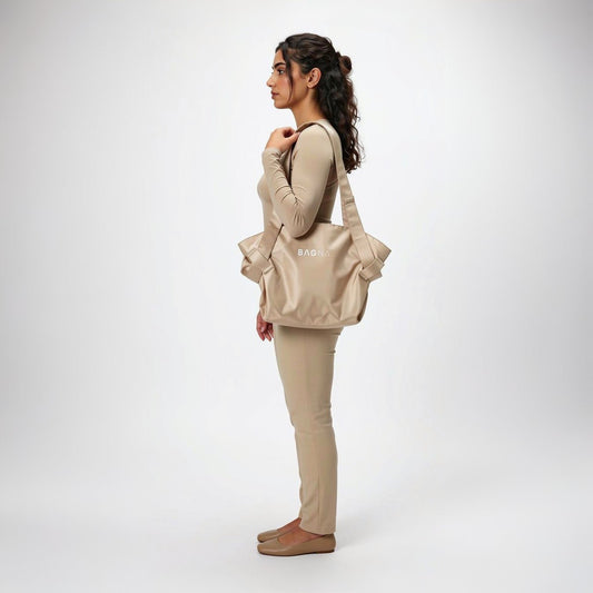 BAGNA Fold - Flat Beige Tote Bag — Carry Your Full Shop in One Lift | UAE - BAGNA Tote Tote Bag UAE