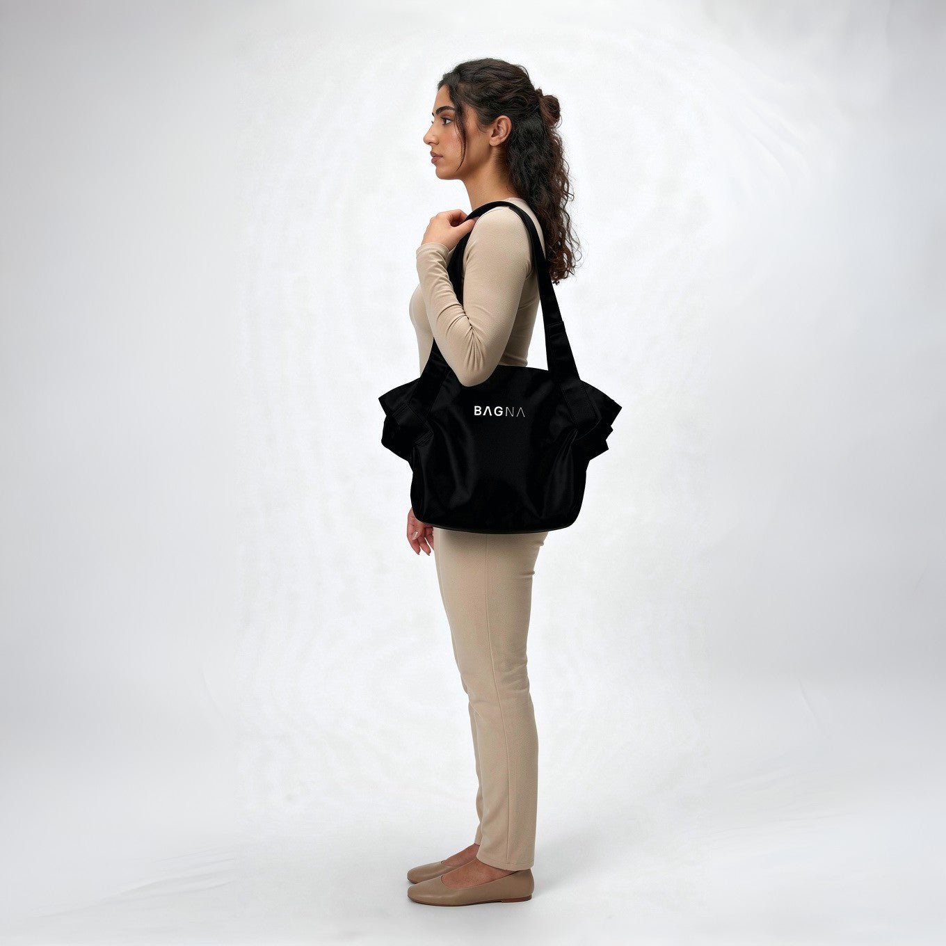 BAGNA Fold - Flat Black Tote Bag — Carry Your Full Shop in One Lift | UAE - BAGNA Tote Tote Bag UAE