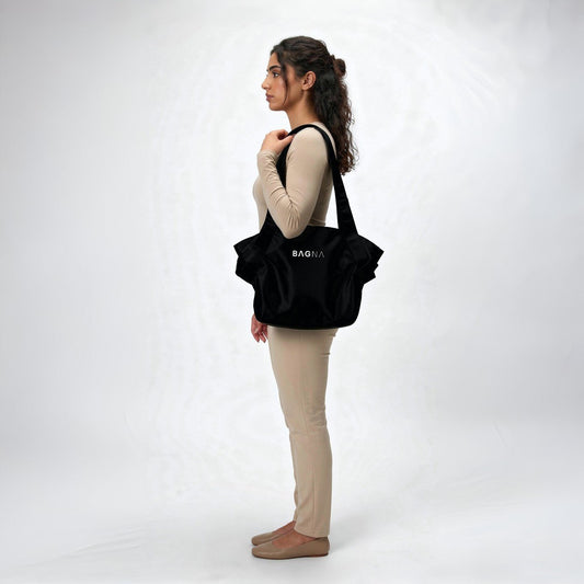BAGNA Fold - Flat Black Tote Bag — Carry Your Full Shop in One Lift | UAE - BAGNA Tote Tote Bag UAE