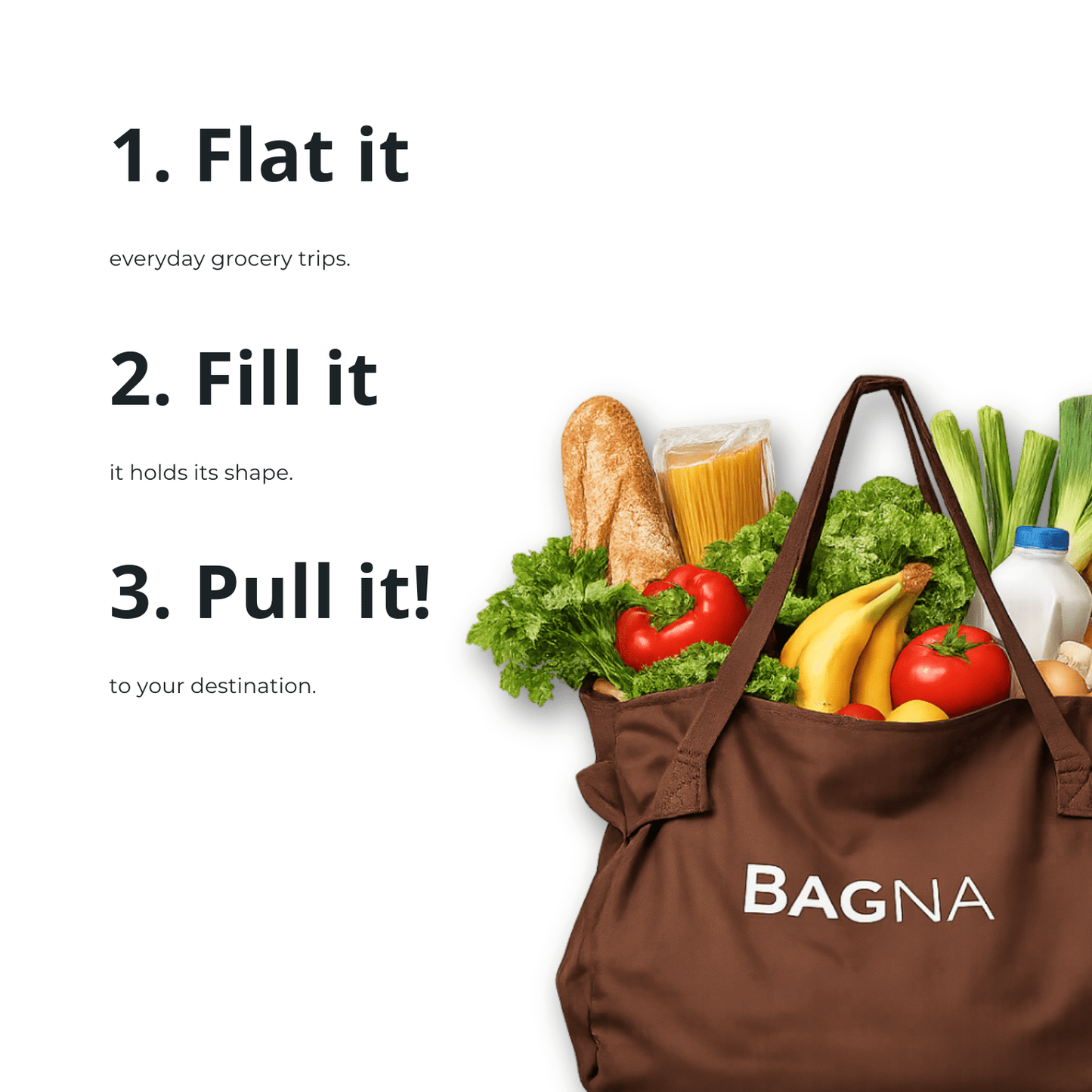 'Best Value' 3 BAGNA Fold - Flat Tote Bags Bundle - BAGNA Tote Tote Bag UAE